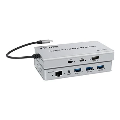 4K 60Hz HDR-10 Metall-Typ-C-auf-KVM-Video-Switcher-Adapter für 4 Displays