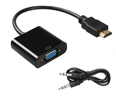 HD 1080P vergoldeter HDMI-zu-VGA-Adapter mit 3,5-mm-Audiokabel